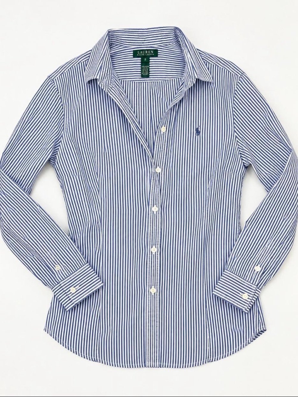 Lauren Ralph Lauren Blue & White Striped Men's Button-Down Shirt